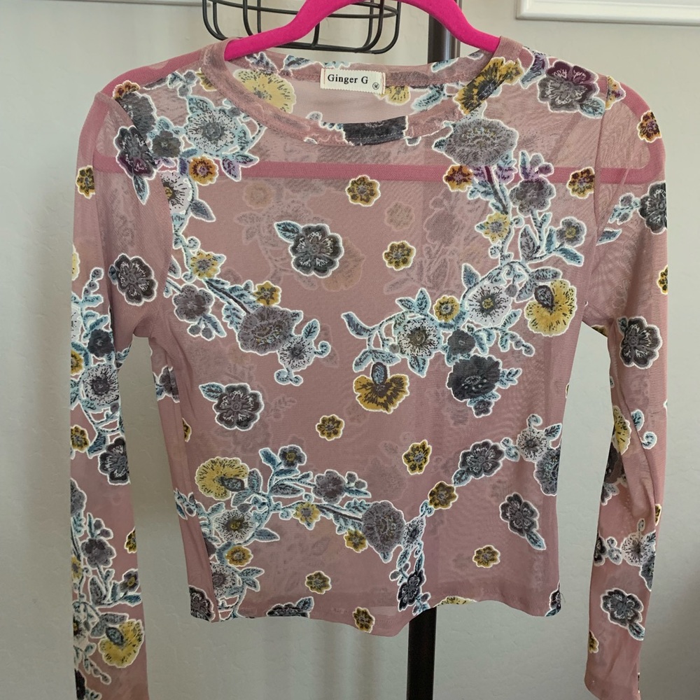 See through floral top
